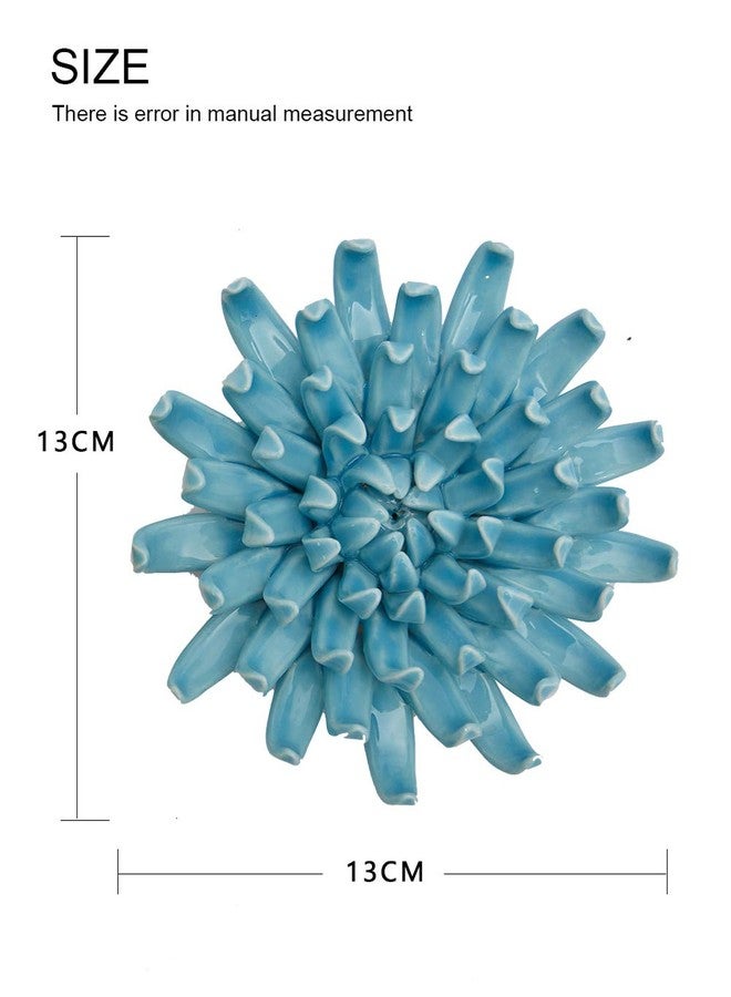 SEINHIJO Ceramic Flower Wall Decor 3D Wall Art Sculpture Modern Arts Gifts Blue 5.1inch - Image 5